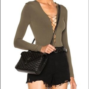 T By Alexander Wang Military Lace Up Bodysuit NWT $160 sz XS